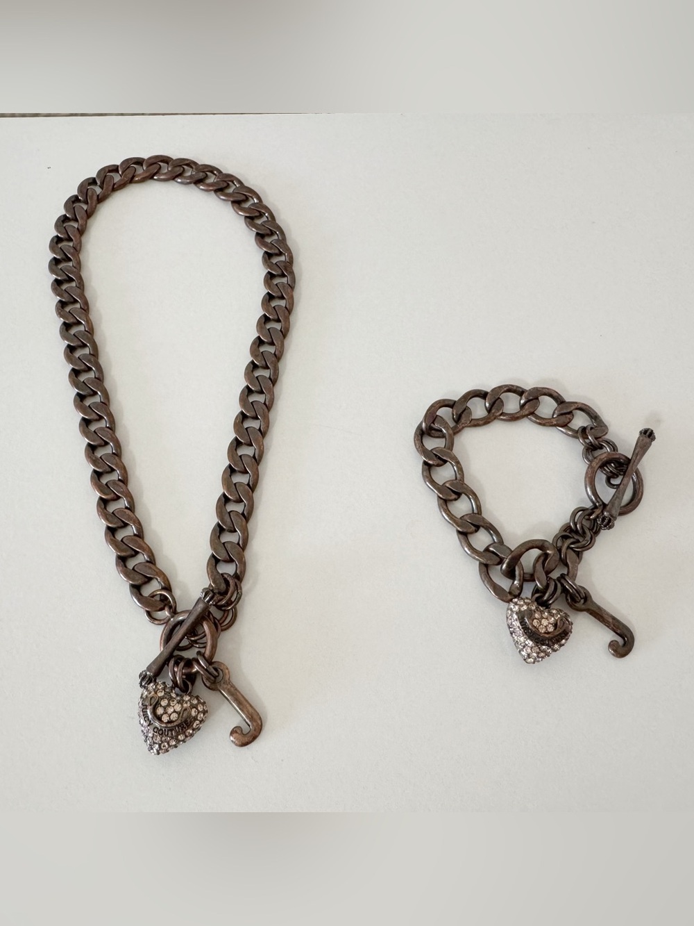 Y2K Hematite Juicy Couture Bracelet and Necklace